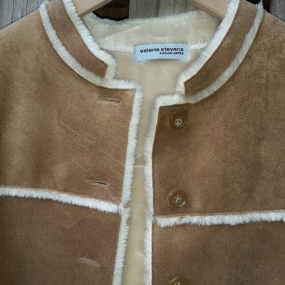 Valerie Stevens Vest Faux Suede Fully Lined Penny Lane Sleeveless Jacket Size LP - Picture 12 of 13